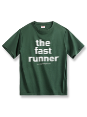 アボカドグリーン地にレタリングシャドウプリントが施された半袖Tシャツ