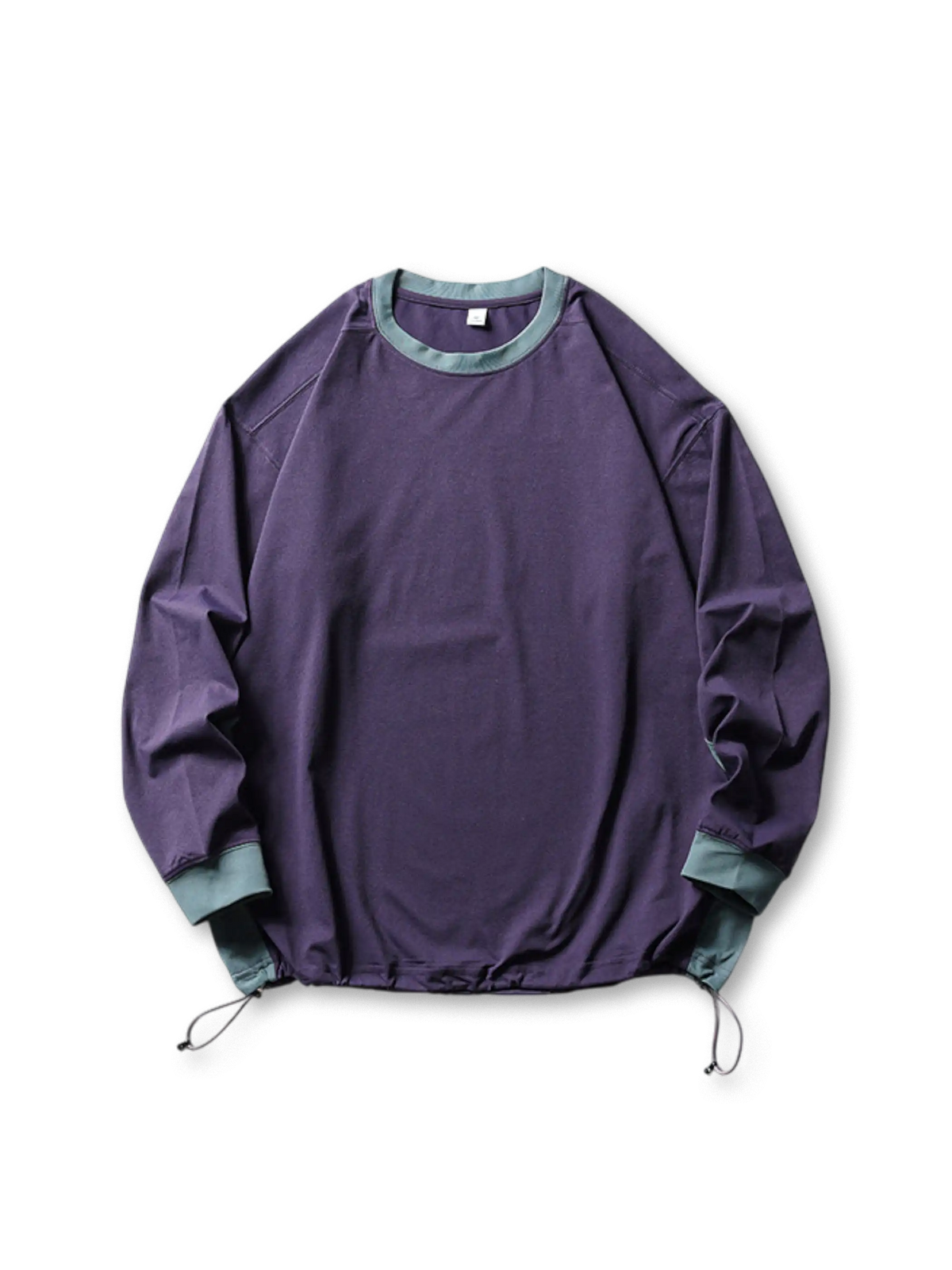 多機能ポリエステル生地使用の軽量速乾ロングTシャツ。調節可能なドローコード付きで春夏に最適