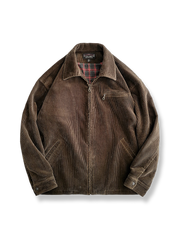 裏地にチェック柄を配したコーデュロイワークジャケット