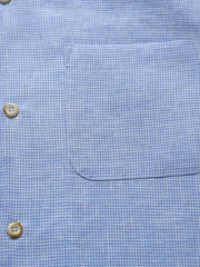 リネンチェック柄 小古巴襟シャツ