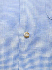 リネンチェック柄 小古巴襟シャツ