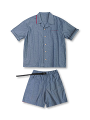 手縫いラインが特徴のリネンコットン素材シャツセット