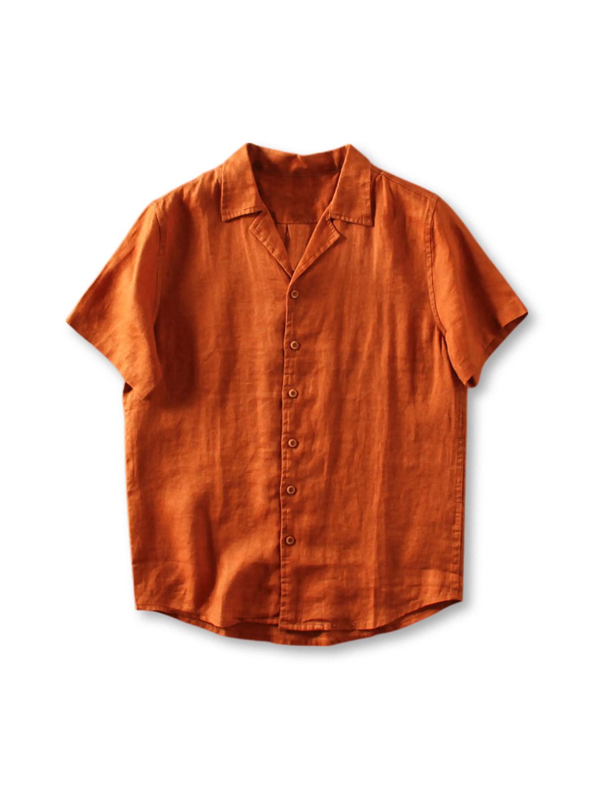 伝統的なキューバカラーとフラックスリネン素材の軽やかなドレープが特徴のオープンシャツ