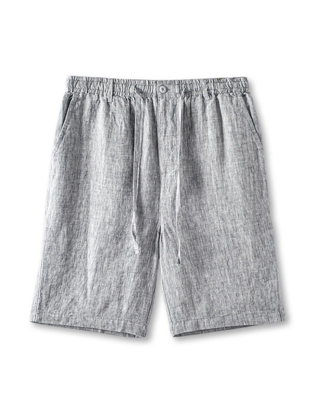 95％以上リネン高密度織の清涼感あるイージーショーツ、ワイドシルエットとドローコードウエスト付き