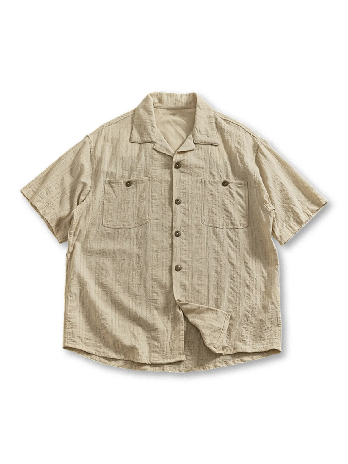 リネンジャカードブレンド半袖シャツ
