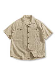 リネンジャカードブレンド半袖シャツ