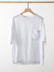 リネンポケットクルーネックTシャツ