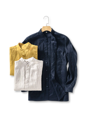 リネンスタンドカラーシャツ