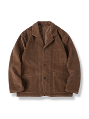 ゆったりフィットの厚手コーデュロイスーツジャケット。