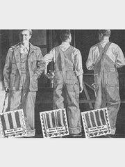 製品画像: LOT422 HICKORY レイルロードストライプワークジャケットの正面画像。クラシックなワークスタイルと希少なセルビッジデニムが特徴。
詳細画像: セルビッジエッジとストライプデニム生地のディテール特写。ヴィンテージ感と耐久性を兼ね備えたデザイン。