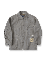 レイルロードストライプとセルビッジエッジが映えるワークジャケット