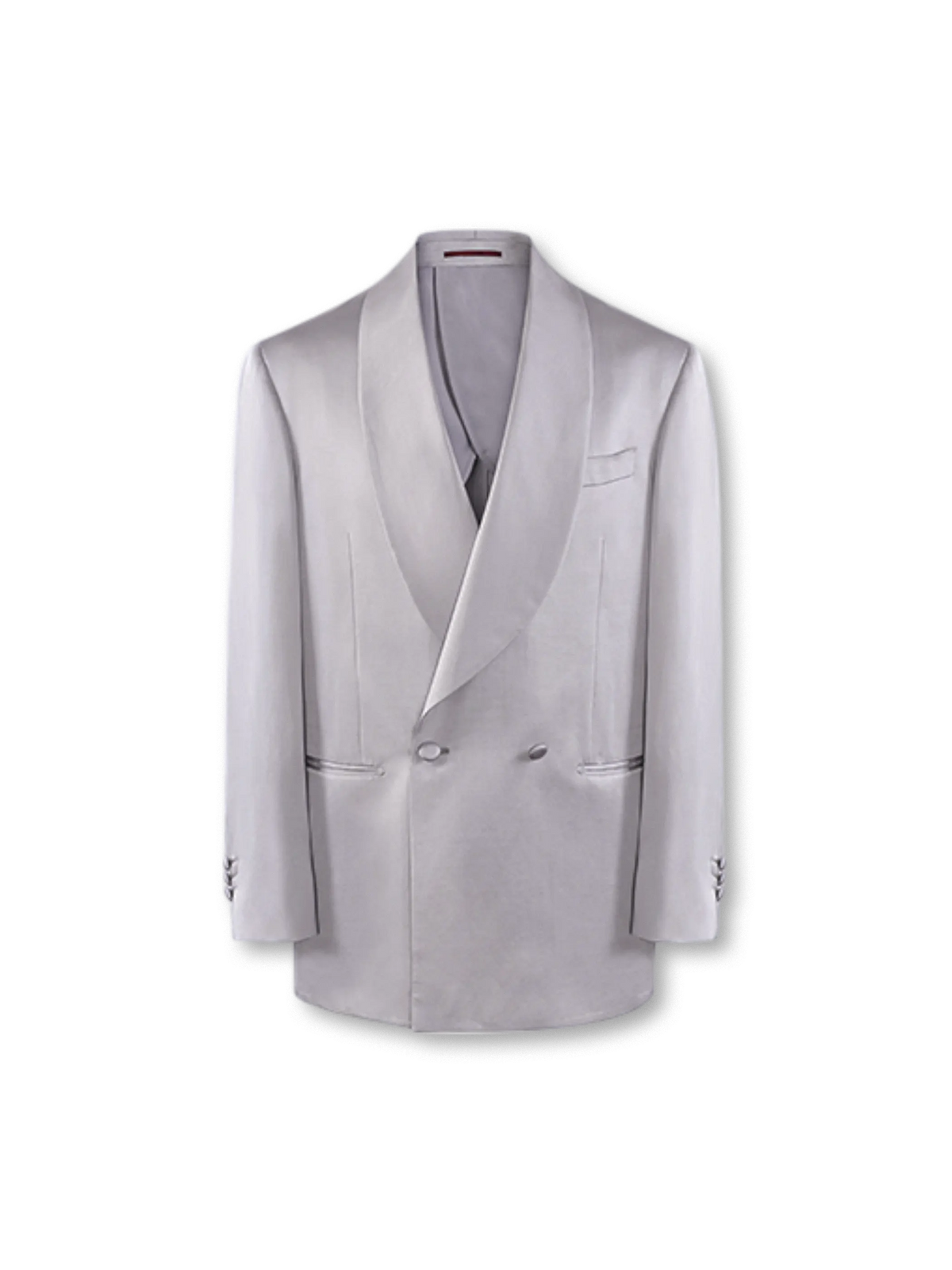 光沢混紡素材とノーカラージャケット＆ダブルプリーツパンツのセットアップ