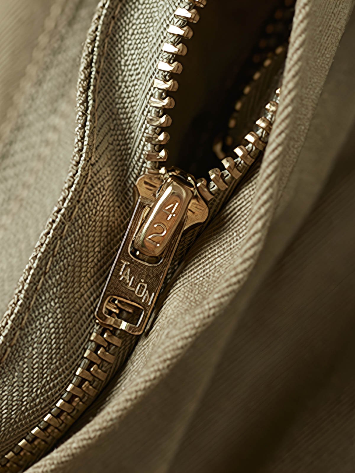 製品画像: M-42パラシュートジャケットの正面画像。ヴィンテージミリタリースタイルが際立つ高光沢ツイルコットンジャケット。
詳細画像: ジャケットのポケットとウエストベルトのディテール。機能性とデザイン性を兼ね備えたディテール。