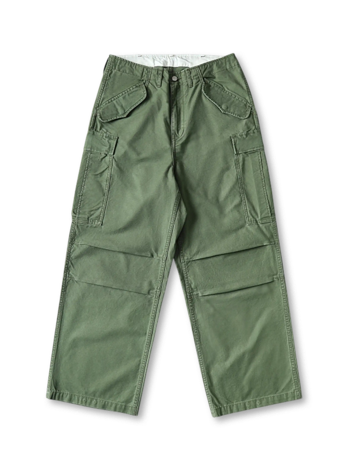 軍緑のM51スタイルワイドカーゴパンツ