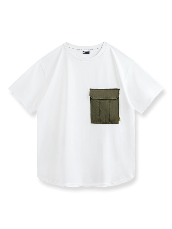 M51ポケットパッチワーク半袖Tシャツの正面図