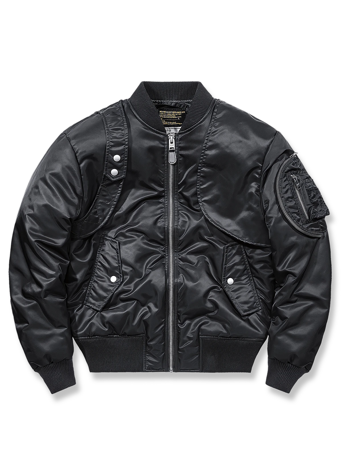 日本人体型にフィットするゆったりシルエットと多機能ディテールが特徴の軽量耐久性ポリエステル中綿フライトジャケット