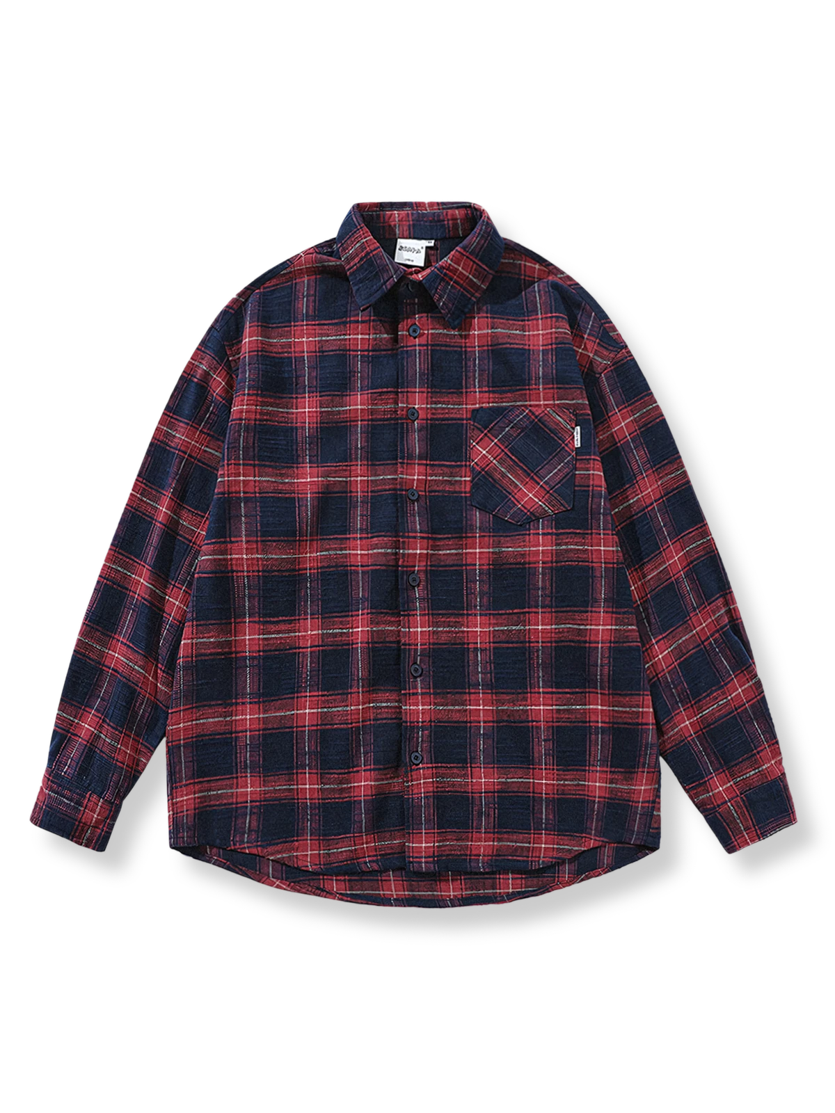 微起毛加工のチェック柄長袖フランネルシャツ