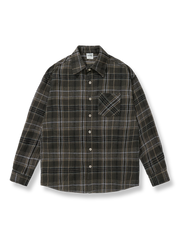 微起毛加工のチェック柄長袖シャツ