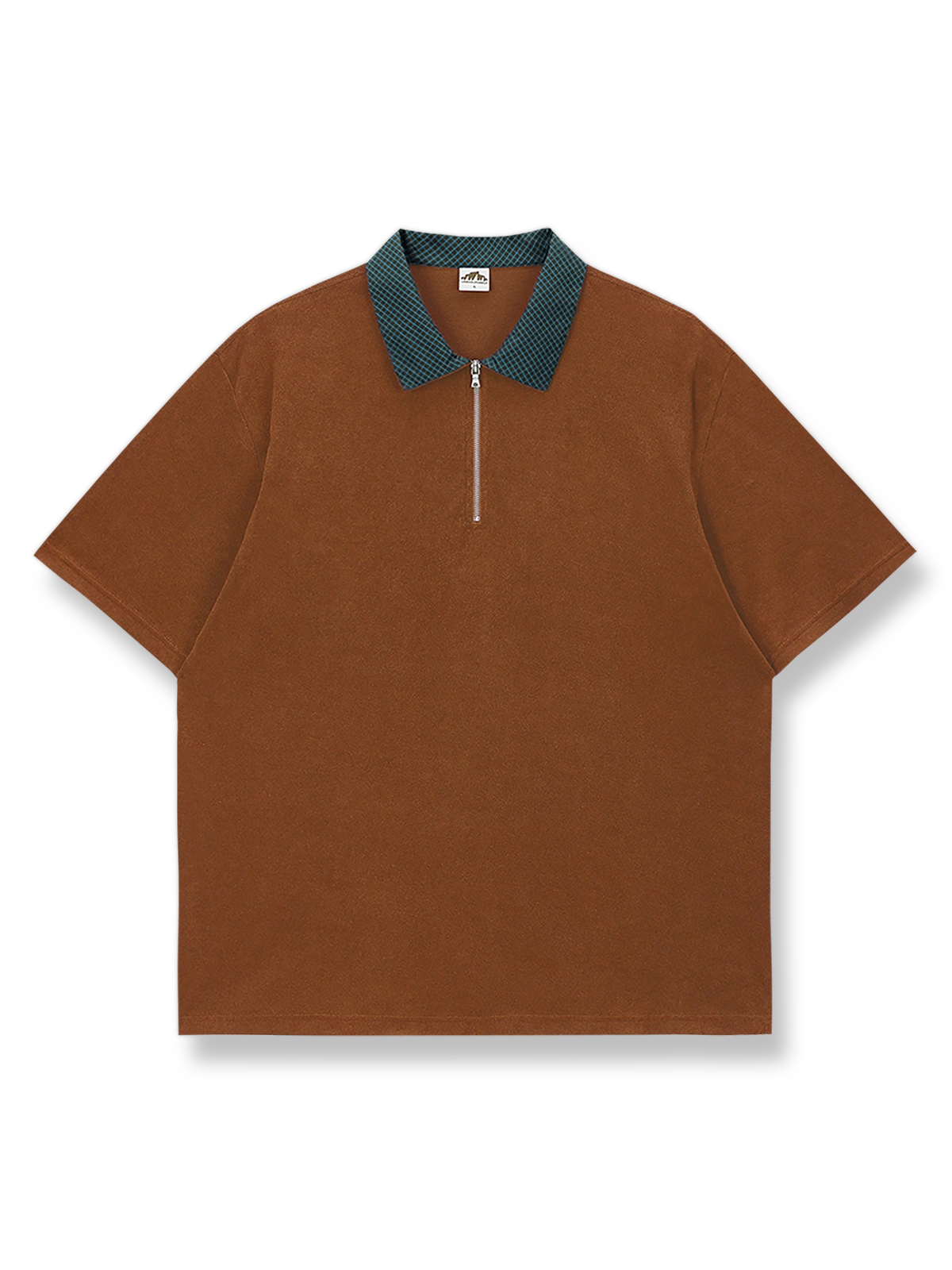 細かいチェック柄タオル地ポロシャツ