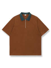 細かいチェック柄タオル地ポロシャツ