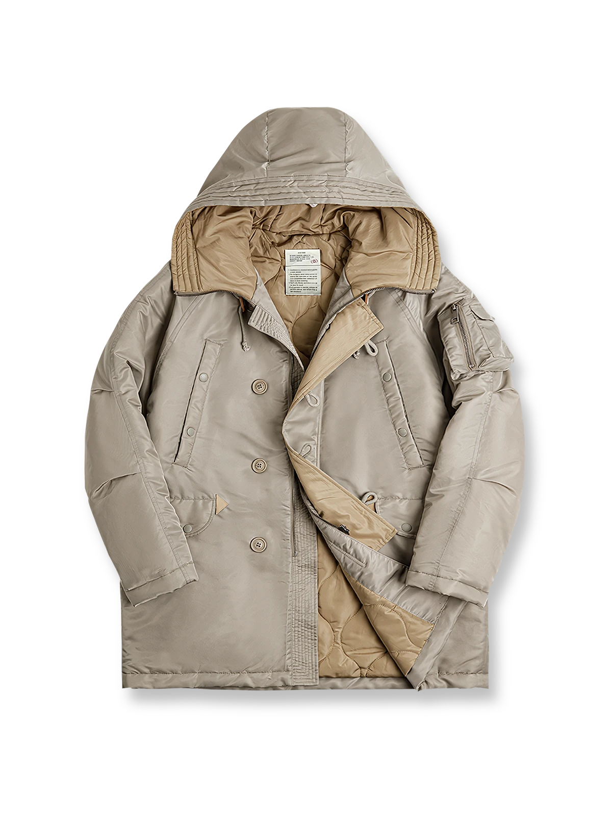 ワッフル編みの立体感とルーズフィットが特徴のクルーネックセーター。