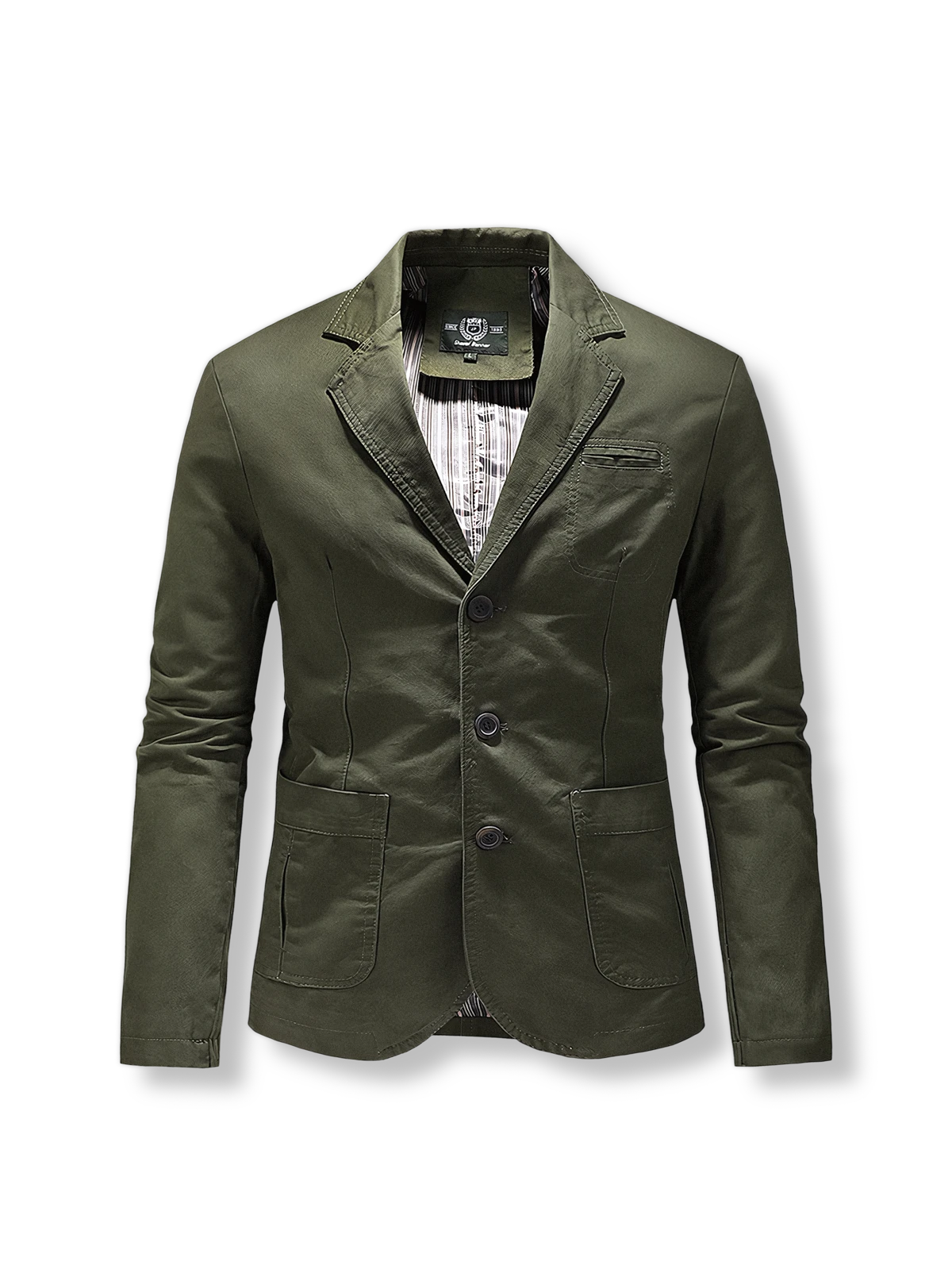 ミリタリーグリーンのコットンカジュアルジャケット