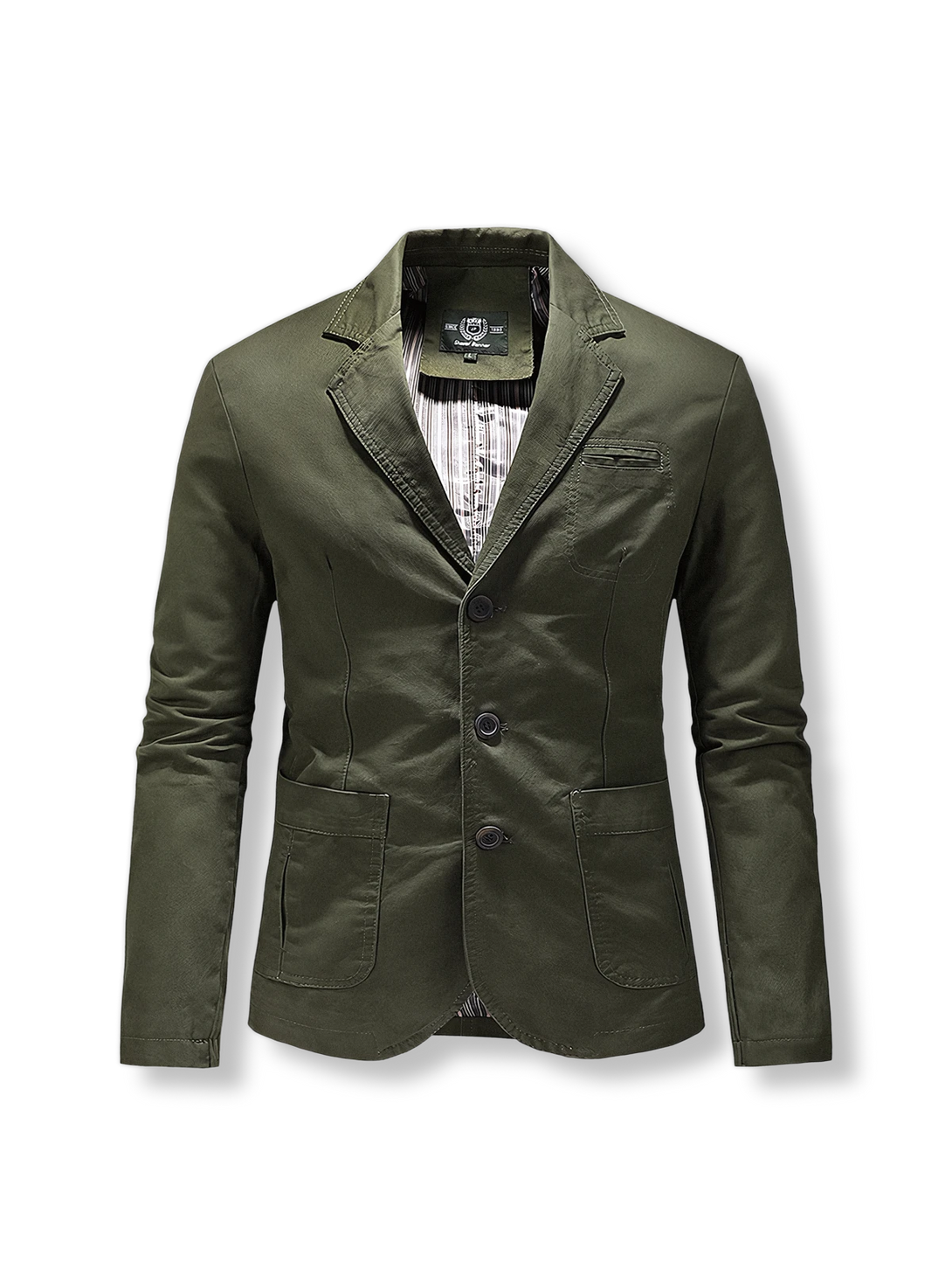 ミリタリーグリーンのコットンカジュアルジャケット