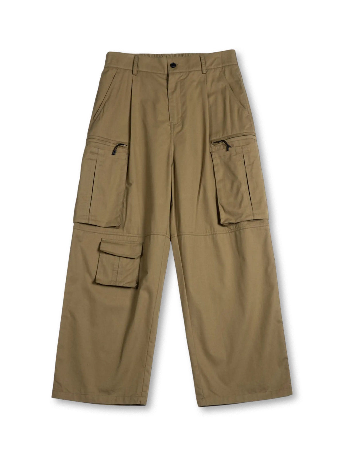 大容量ポケットとワイドレッグが特徴のミリタリーワイドカーゴパンツ