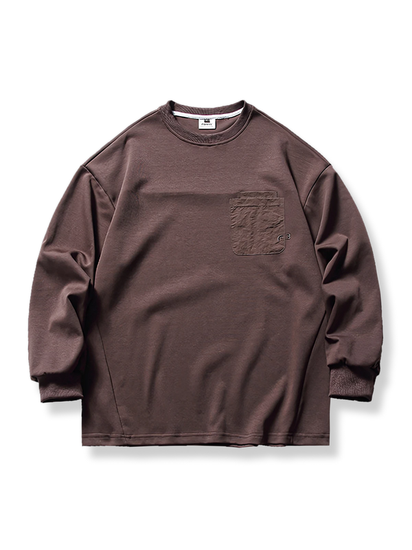 異素材ポケットコンビのラグラン長袖Tシャツ