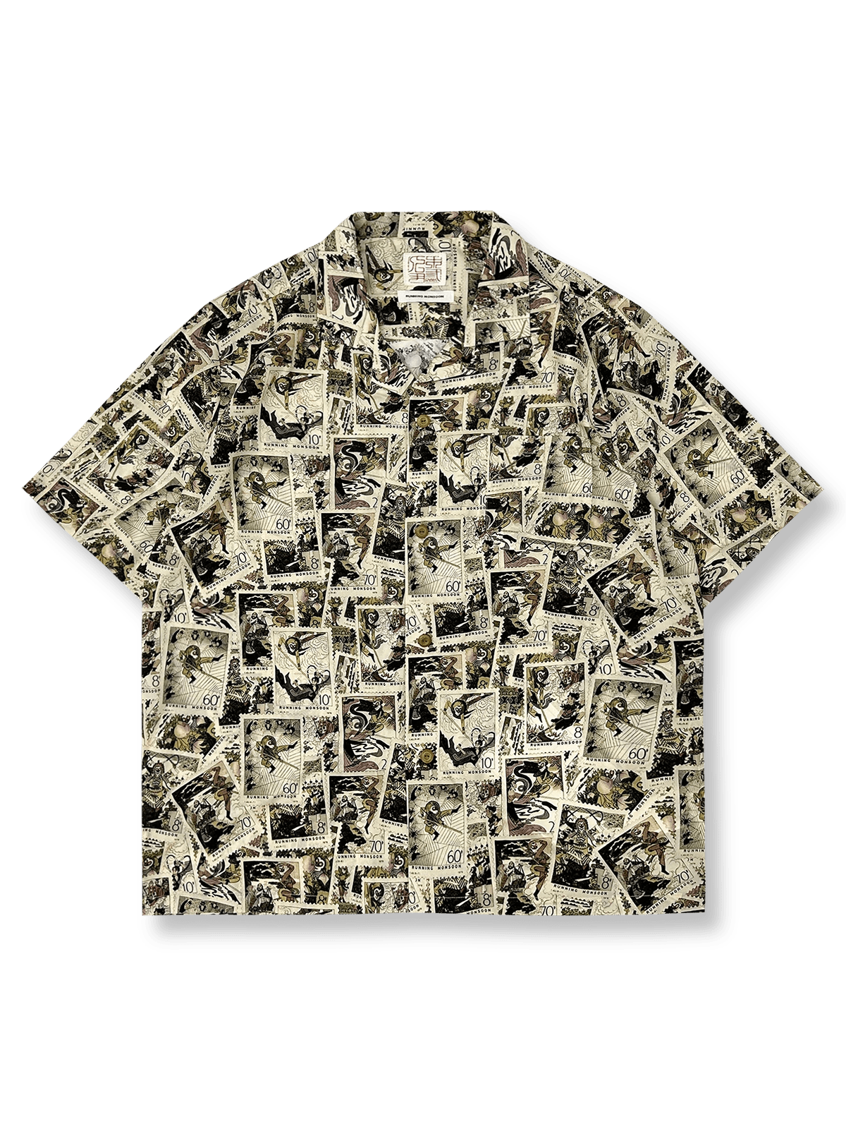 孫悟空大鬧天宮切手柄プリントアロハシャツ。