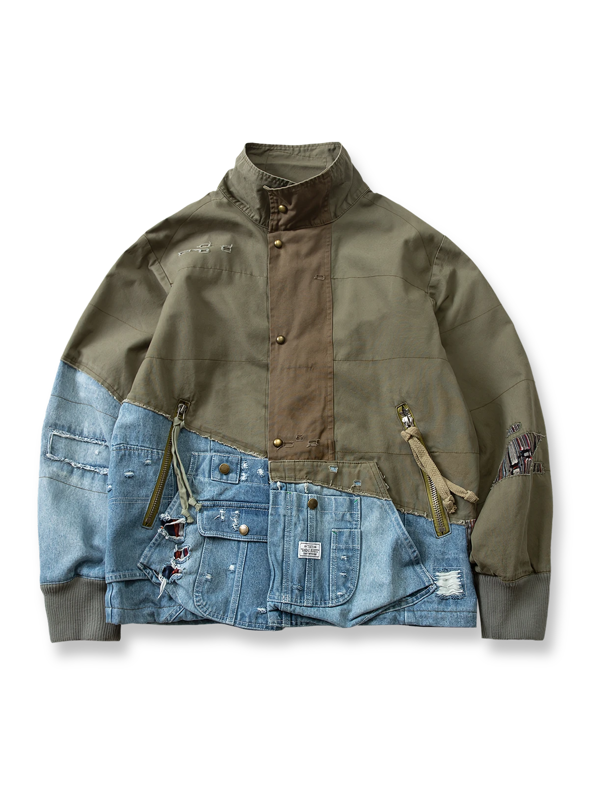 異素材パッチワークが際立つワークジャケット。