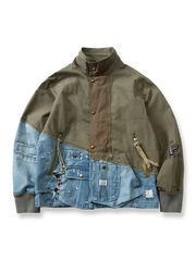 異素材パッチワークが際立つワークジャケット。