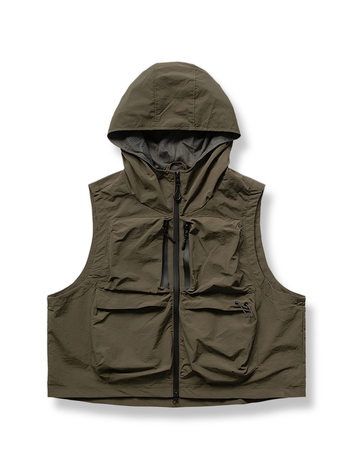 マルチポケット＆フード付きナイロンベスト