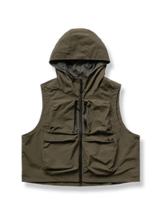 マルチポケット＆フード付きナイロンベスト