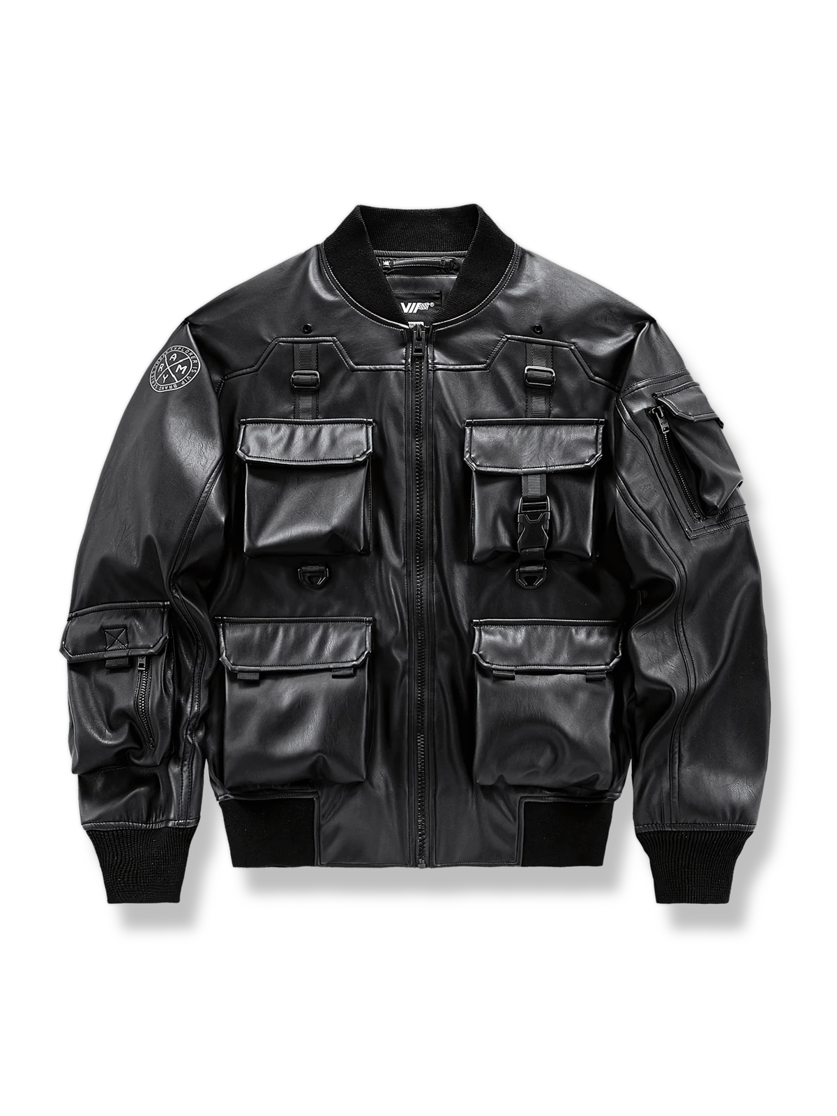 マルチポケット付きのPUレザージャケット