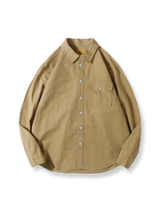 ジンジャーイエロー・カーキ・ホワイト・ダークグレーの4色展開ゆったりコットンシャツ