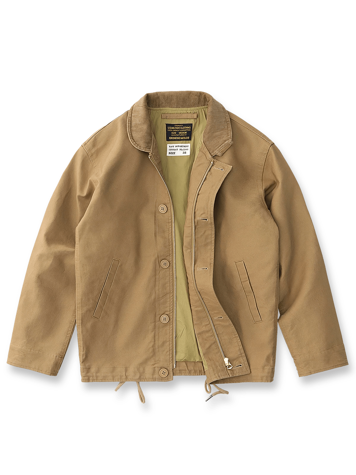 厚手コットンサテンとコーデュロイカラーが特徴のN1デッキワークジャケット。