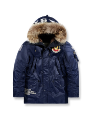 ACCモチーフと合成ファー襟が特徴のN3B中綿フライトジャケット