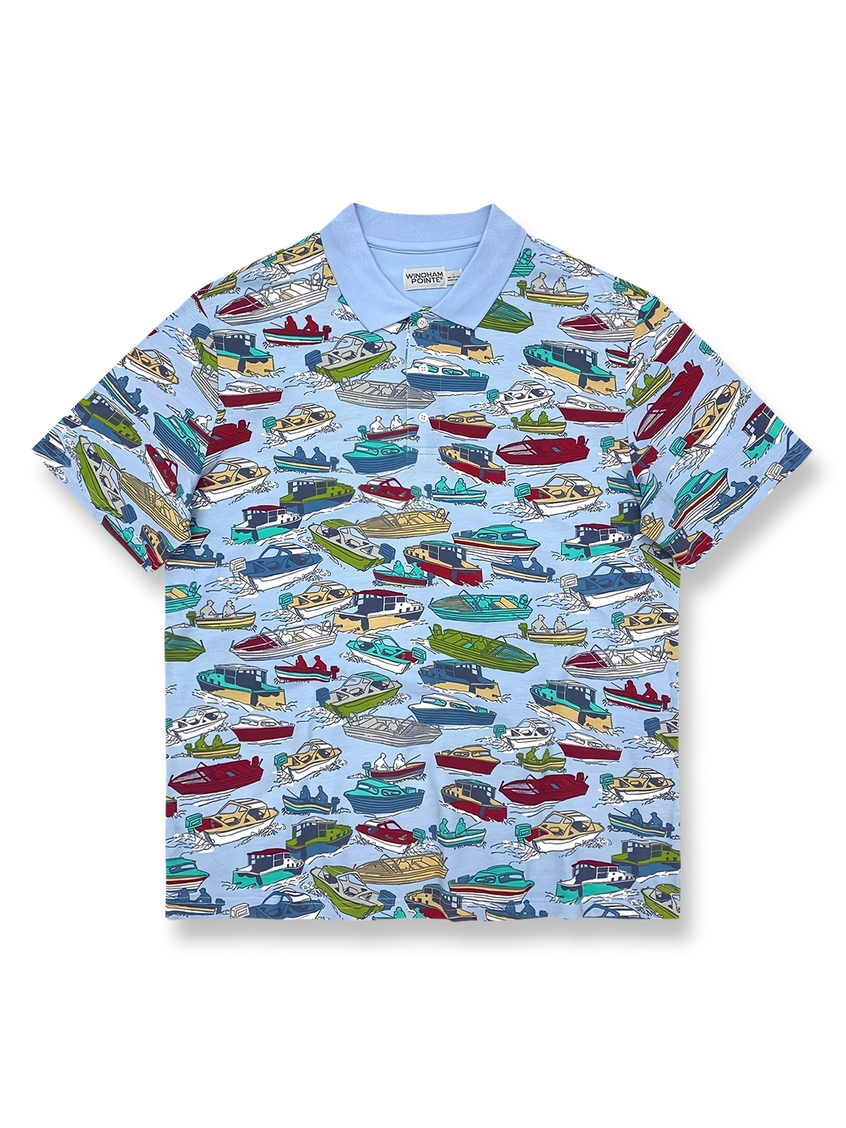 ナポリの船をモチーフにしたプリントが映えるコットンメッシュポロシャツ