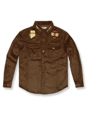 高密度コーデュロイにNavajoスタイルの立体刺繍を施したワークシャツ。