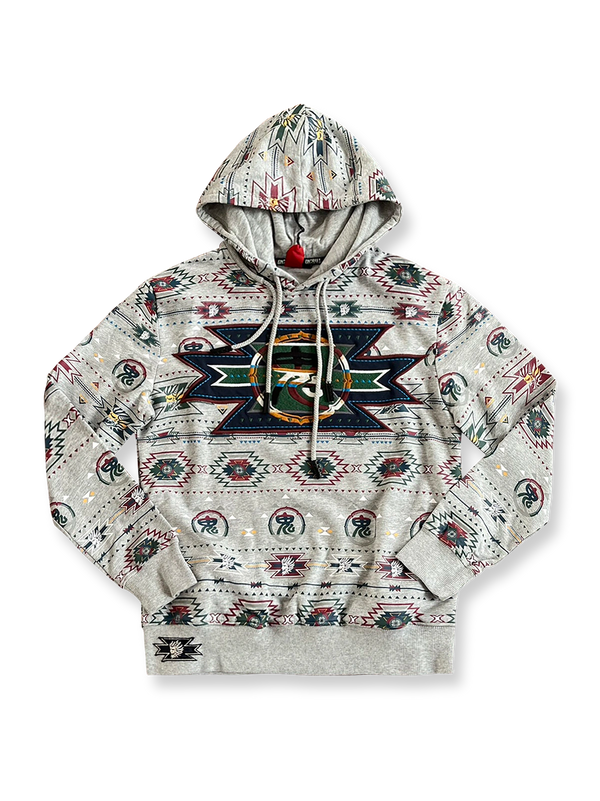 ナバホ族風刺繍が映える裏起毛プルオーバーフーディー