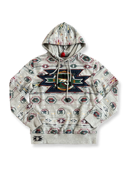 ナバホ族風刺繍が映える裏起毛プルオーバーフーディー