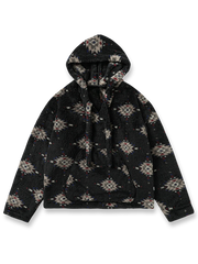 伝統的なナバホ柄を施した暖かいラムファー素材のゆったりワイドシルエットパーカー