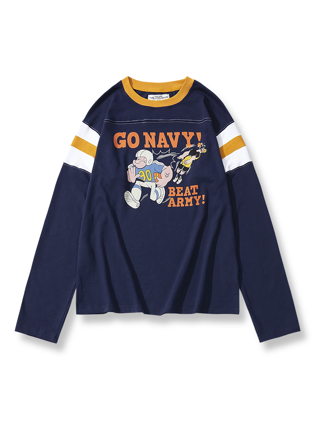 280gヘビーウェイトコットンのネイビー90号ラグビースタイル長袖Tシャツ。