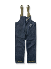 ネイビーデニムのヴィンテージ風デッキオーバーオール。