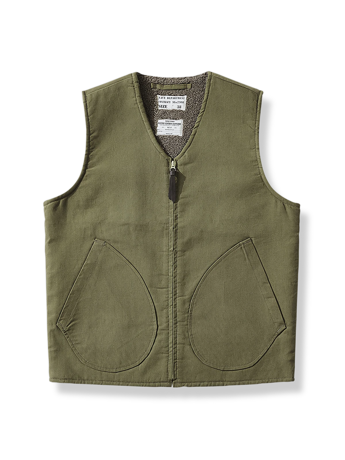 ネイビーのラムウール裏起毛ベストの製品イメージ