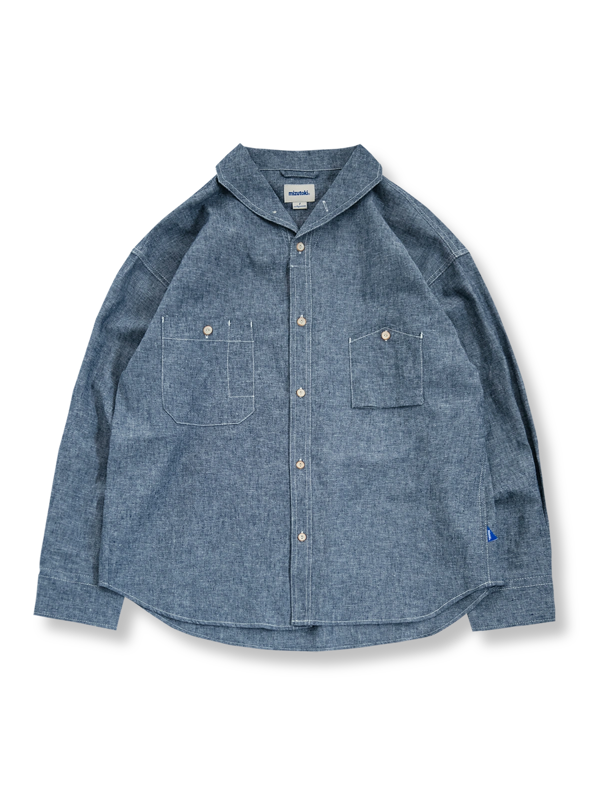 ネップ糸使用のセーラーカラー付きワークシャツ