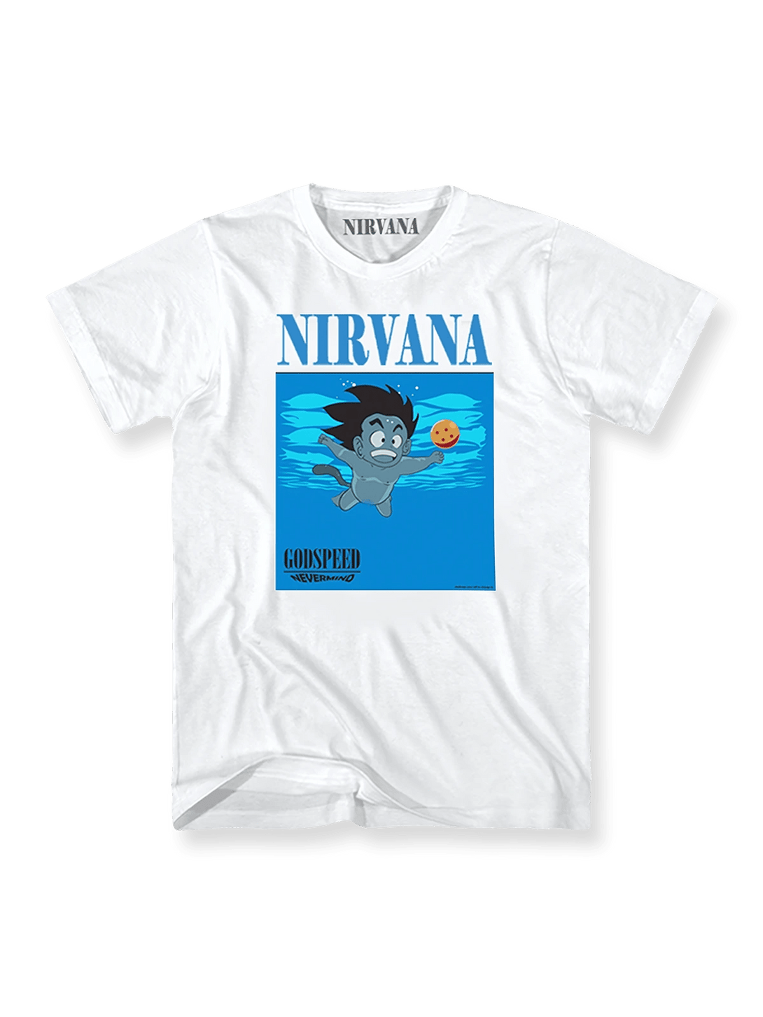 ドラゴンボール 孫悟空 ネバーマインド Tシャツ USA製 Nirvana』 x 悟空 カートゥーンプリントTシャツ-PESSOA CLUB