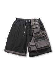 バックパックポケットとバイカラーデザインが特徴の耐水ナイロンショーツ