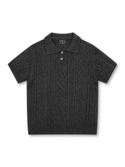 透かし柄提花ショートスリーブニットポロ